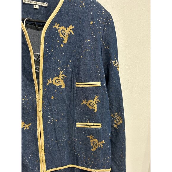 Vintage Howard Wolf Sport Blue Gold Two Piece Denim Dress Jacket Set Sz Large - Picture 4 of 13